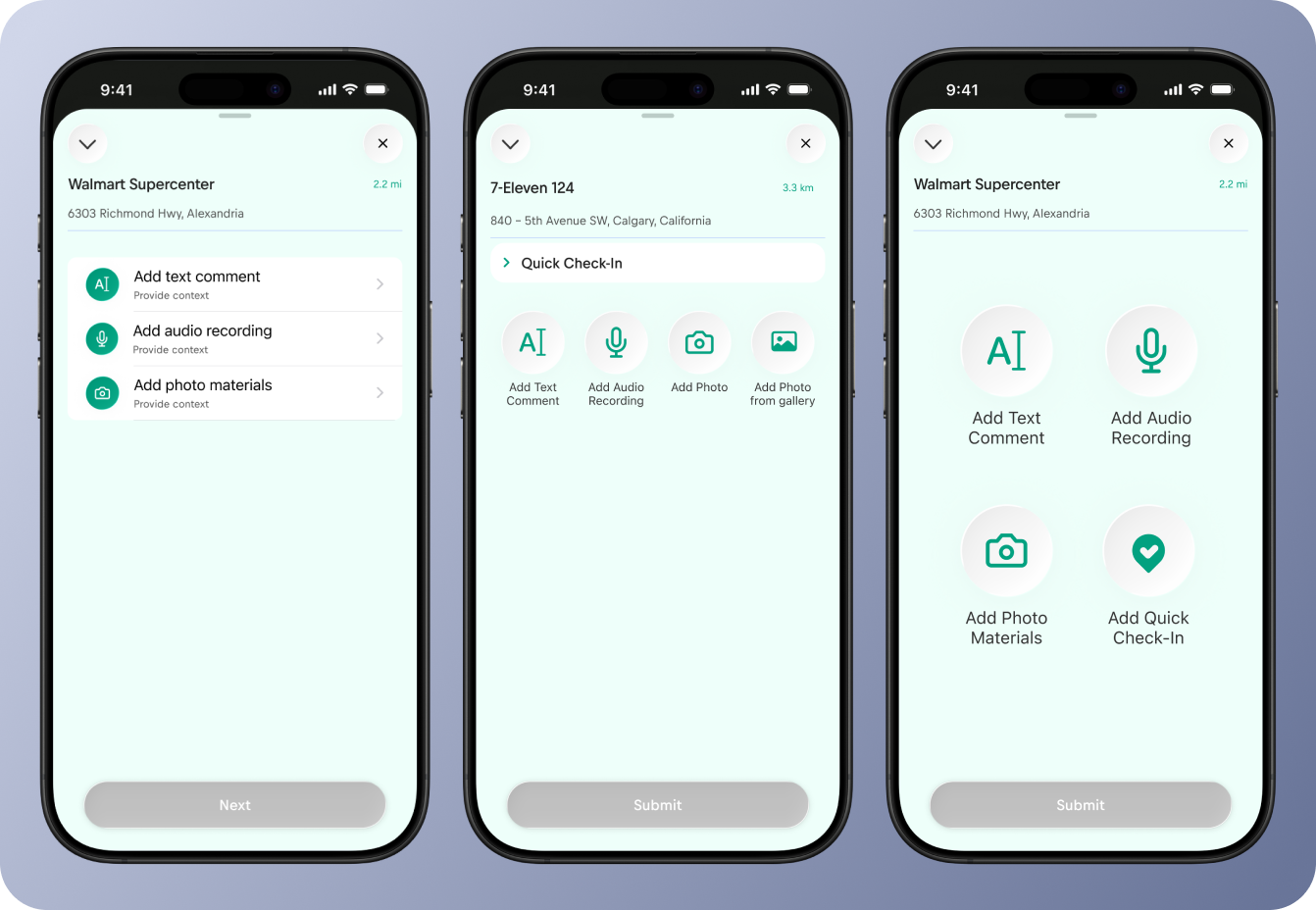 Versions 1 to 3 of the format selection screen